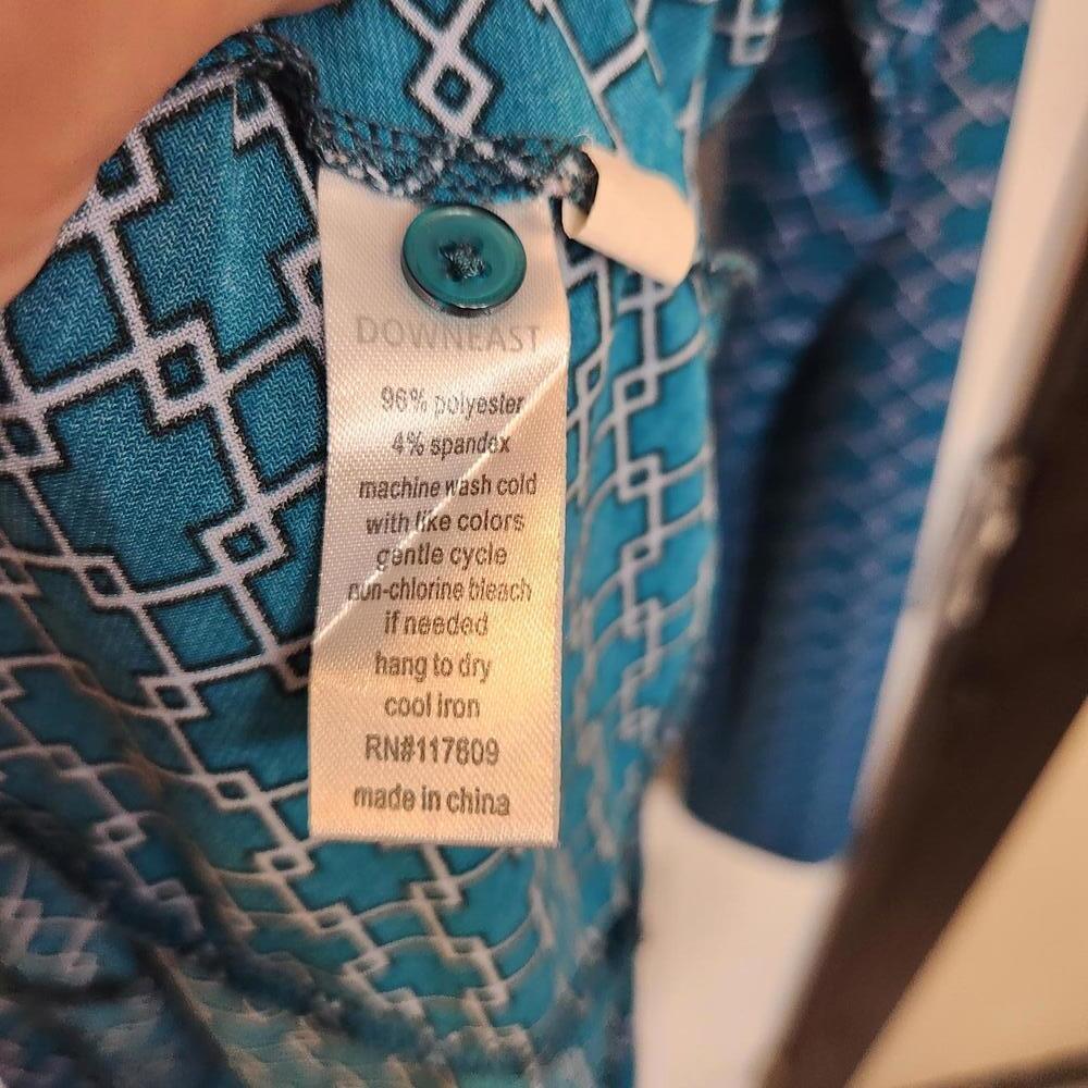 Downeast Women's Teal Long Sleeve Blouse with Rouching- Size Small - Picture 4 of 7